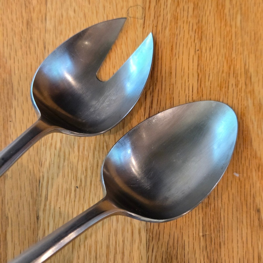 WMF Cromargan Arctica Salad Servers Spoon Fork Stainless Steel Japan 2pc MCM